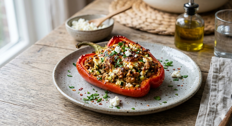 Gevulde Paprikas met Kipgehakt en Feta
