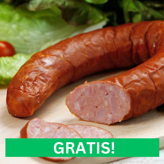 GRATIS bij elke bestelling - Varkensrookworst 280 gram - Vlees Bezorger